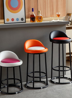 吧台椅现代简约靠背高脚凳吧台凳铁艺圆凳吧凳酒吧椅高凳子高脚椅