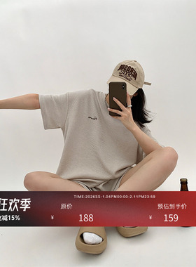 HONORE古月 半岛酒店的华夫 原创廓形慵懒卫衣夏休闲宽松短裤套装