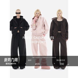 双腰运动裤 HONORE古月 毛尼毛毡连帽外套 落肩设计 定制重磅