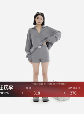 HONORE古月 New normcore 新北欧 v领羊毛毛衣针织套装