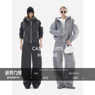 徽章盾牌 套装 定制拉绒 阔腿裤 撞色设计连帽卫衣 HONORE古月