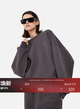 HONORE古月 适度慵懒 设计感假两件加绒卫衣女冬宽松慵懒套头上衣