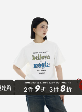 HONORE古月 蓝色魔法 Blue Magic 原创logo涂鸦配色百搭舒适大T恤