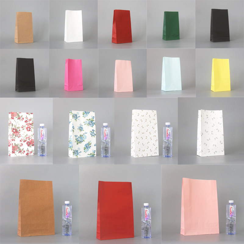 超多尺寸出口空白纯色无提手方底小纸袋平口袋无绳折口纸袋子定制