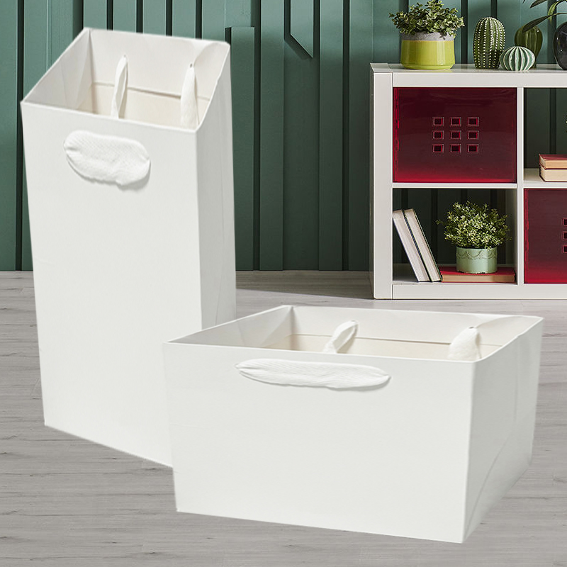 5个装白色方形鲜花礼品袋黑色纸手提袋牛皮包装蛋糕袋加厚覆膜袋