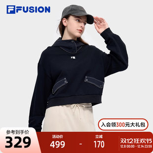 新款 FILA DOE斐乐潮牌女连帽卫衣2024冬季 休闲宽松针织上衣 时尚