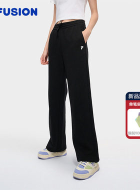 FILA FUSIONFila潮牌情侣针织长裤女2025秋新款宽松纯棉休闲裤男