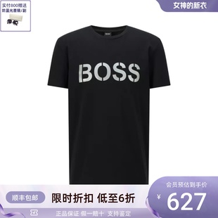 男士 HUGO 雨果·博斯 T恤 BOSS 黑色品牌LOGO印花短袖