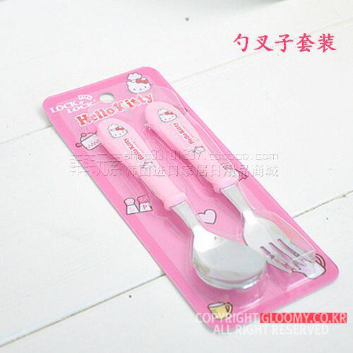 韩国乐扣原产HELLO  KITTY不锈钢 筷/勺套装 叉/勺套装 两款可选
