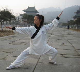 武当太极服亚麻棉麻练功服男女款打太极拳衣服 斜襟剑领夏季套装