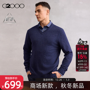 G2000男装 商场新款 FW25舒适百搭V领毛衣针织衫 绵羊毛混纺