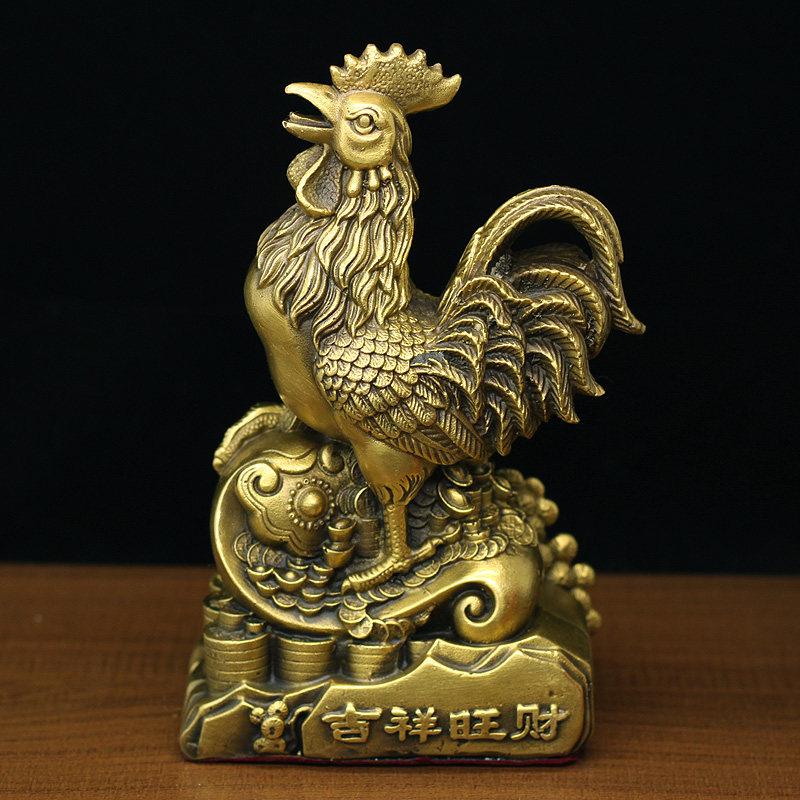 吉祥旺财鸡纯铜十二生肖鸡大公鸡金鸡家居客厅风水用品摆件全黄铜