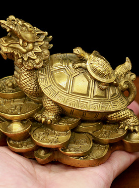 纯铜母子龟龙头龟家居卧室摆件