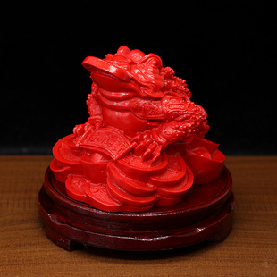 招财聚财金蟾摆件朱砂家居镇宅客厅玄关电视机柜摆设旺财三脚蟾蜍