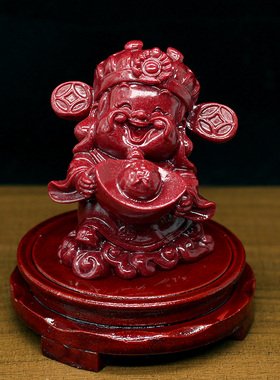 紫砂卡通财神爷文财神摆件朱砂家居招财工艺品收银台前台桌面摆设