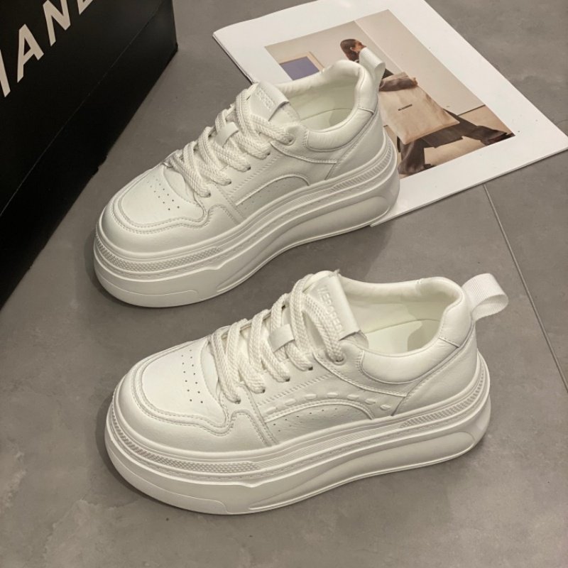 休闲风厚底增高小白鞋女2026百搭系带橡胶底休闲女鞋小个子显高鞋,女鞋,时尚休闲鞋,淘宝优惠券,粉丝福利购,淘宝优惠卷