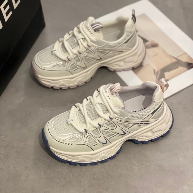 老爹鞋女2026系带低帮圆头厚底增高轻便透气网面运动鞋百搭休闲鞋,女鞋,时尚休闲鞋,淘宝优惠券,粉丝福利购,淘宝优惠卷