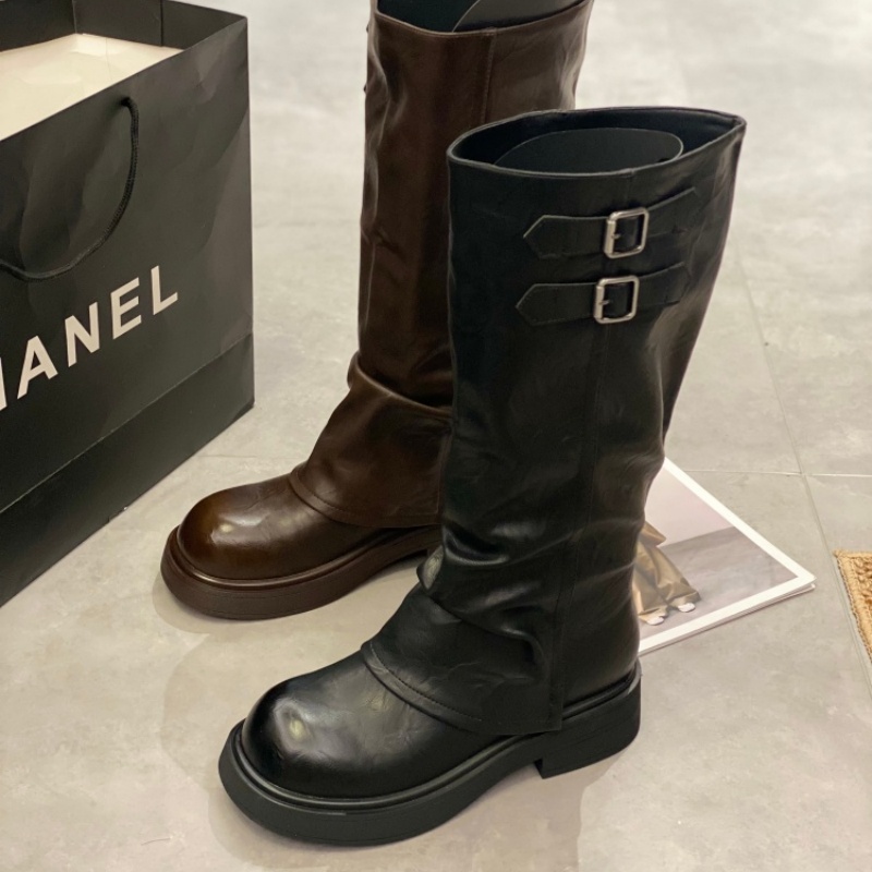 无注册商标复古皮带扣长筒靴