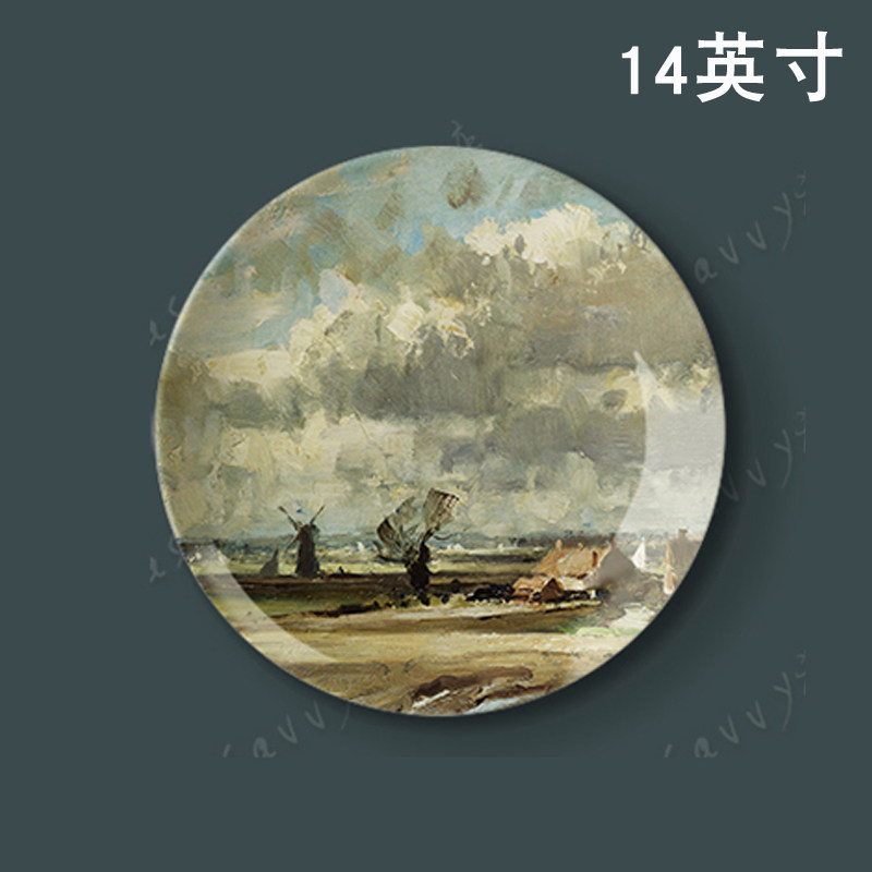 14英寸爱德华西戈油画客厅餐厅墙面装饰画盘背景墙过道装饰挂摆件