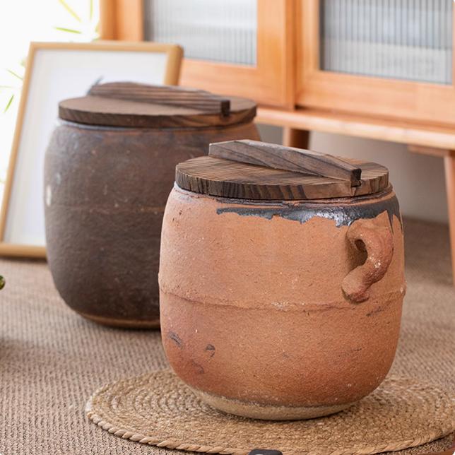 粗陶米缸带盖防虫防潮密封罐