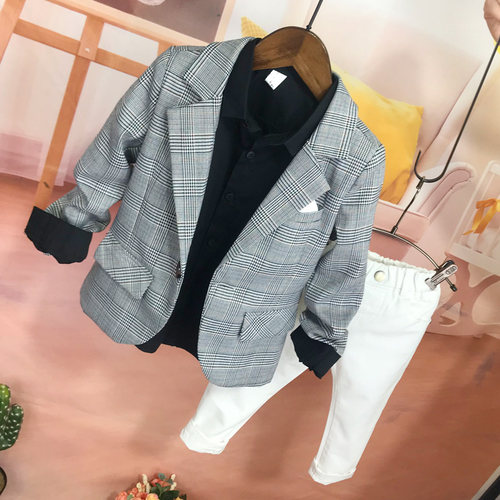 外套格子春秋西服英伦风英伦风