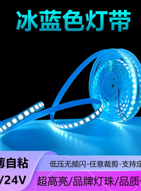 冰蓝色灯带led灯条12v24v自粘防水低压电竞酒店ktv酒吧蓝光线形灯