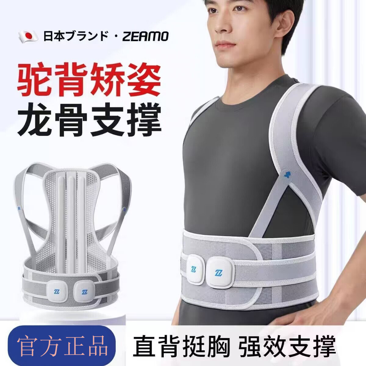 zeamo矫姿带成人男女士青少年学生背部神器老人矫姿背护腰透气