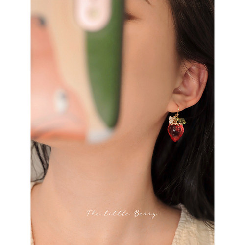 野菓子春夏多巴胺水果系草莓耳环森系田园风可爱旅游耳饰耳夹礼物