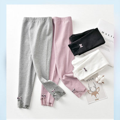 春秋款女童纯棉打底裤儿童长裤子小童女宝宝夏装女孩秋装蕾丝秋裤