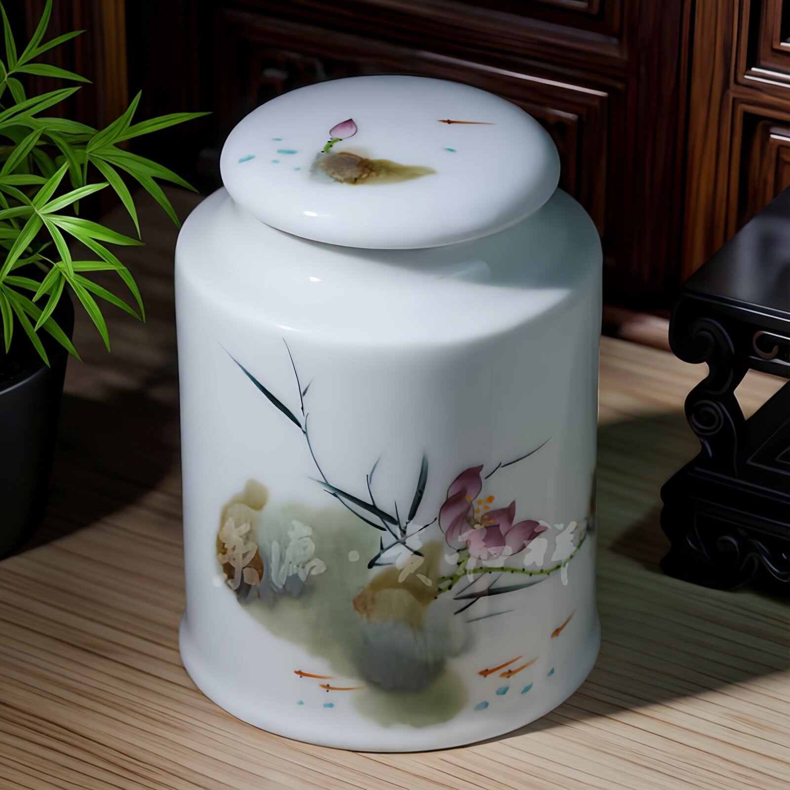 贵和祥专柜手绘窑变茶叶罐景德镇陶瓷中号茶罐茶叶礼品包装礼盒罐