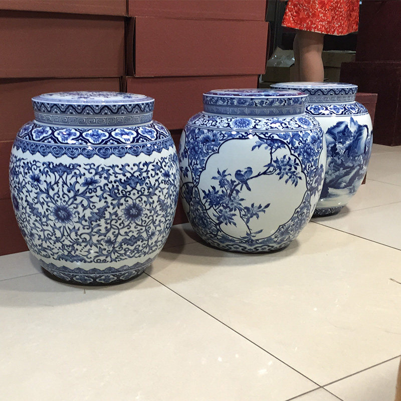 贵和祥青花缠枝大号茶叶罐坛子 景德镇大师手绘陶瓷茶罐陶罐储物