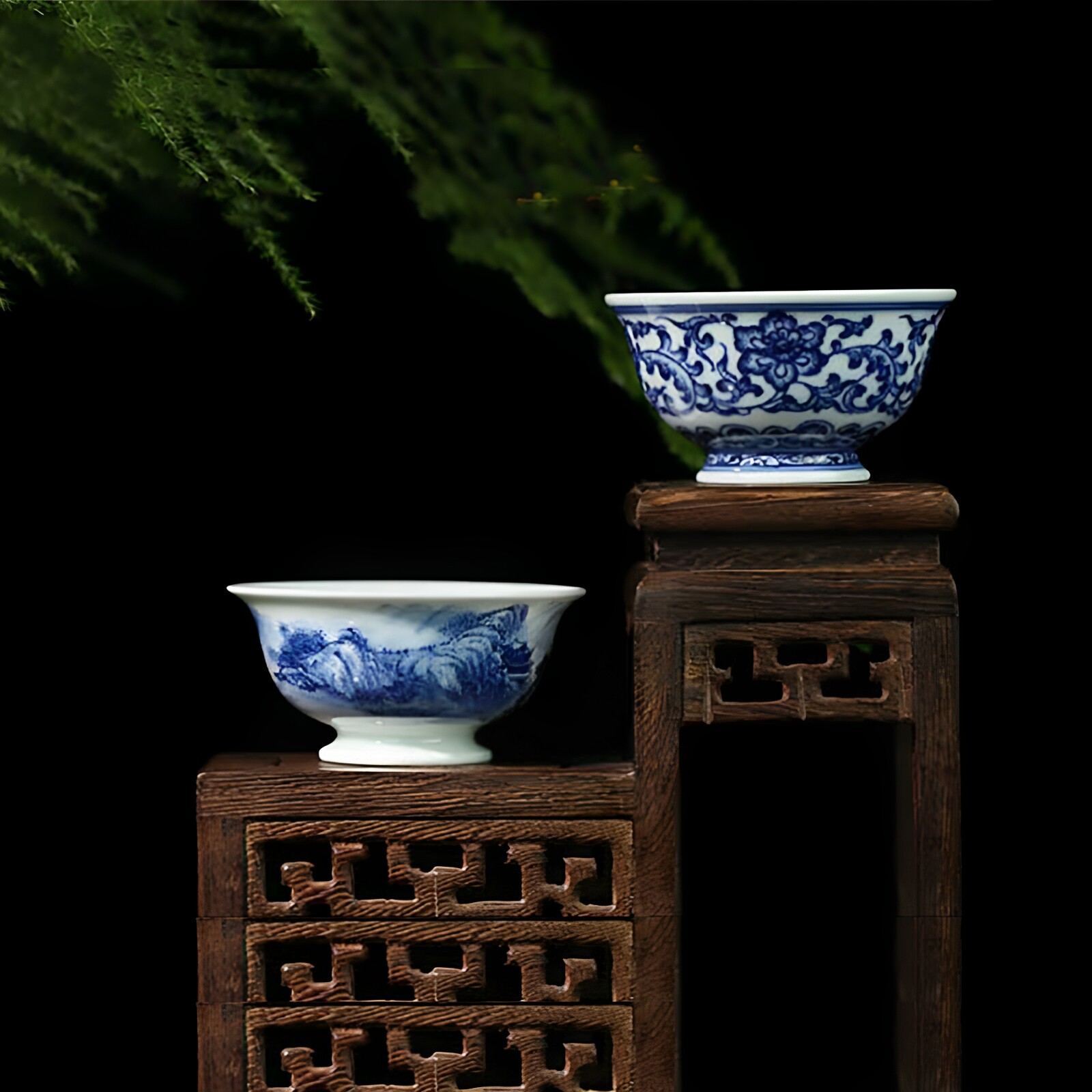 贵和祥京德窑老款杯全手工缠枝花杯景德镇陶瓷功夫主人茶杯品茗杯