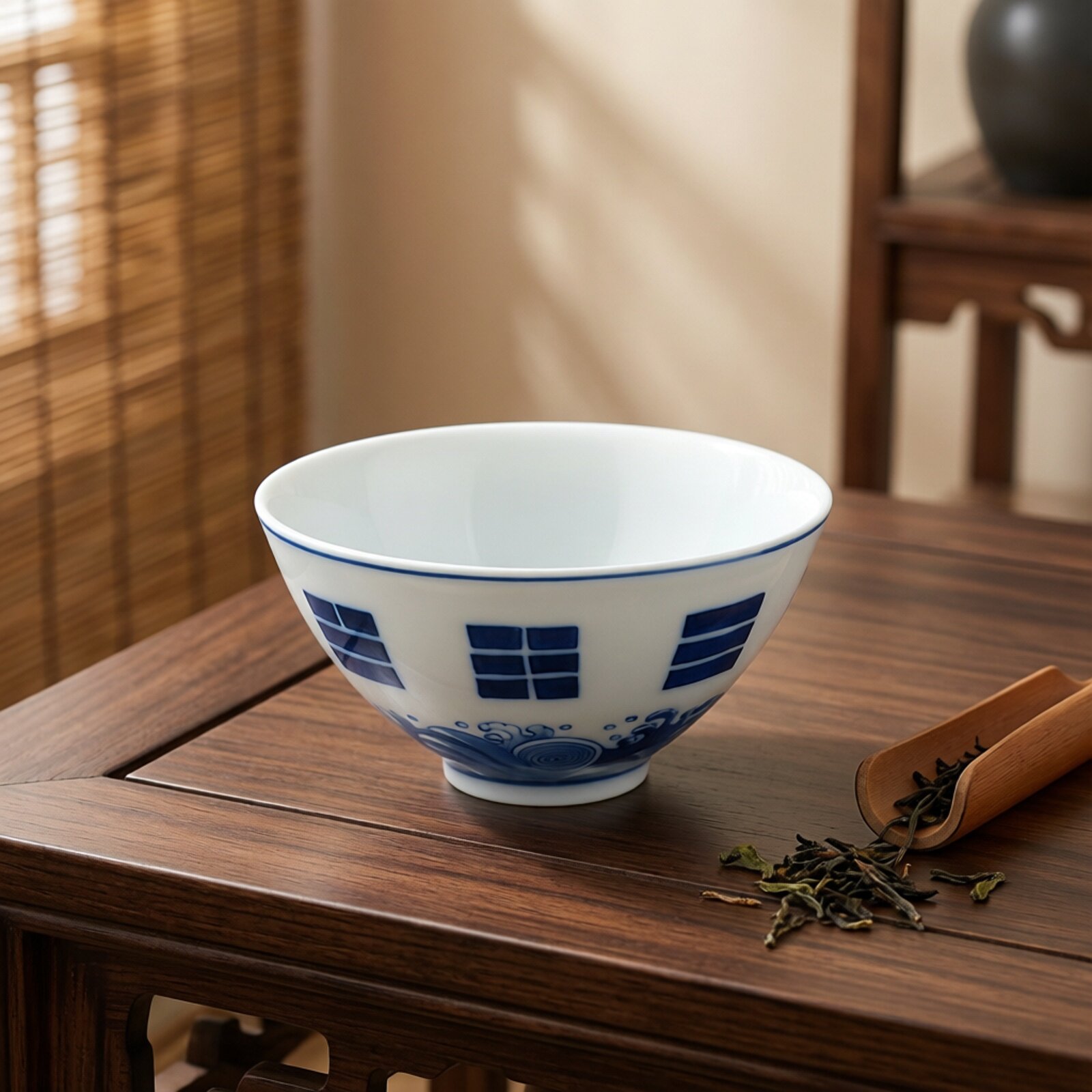 京德窑特惠手绘茶具手工品茗杯景德镇功夫茶碗青花陶瓷道家八卦图