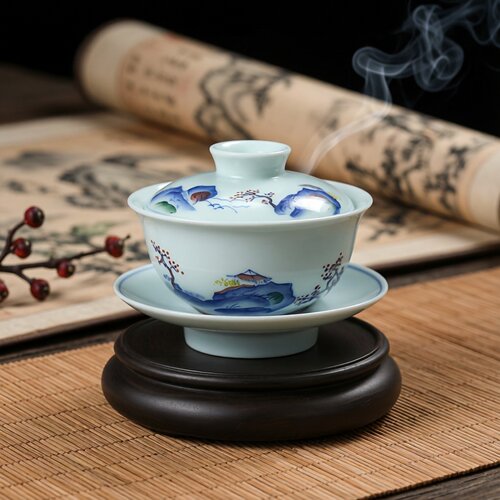 陶瓷高温手绘功夫盖碗京德贵和祥