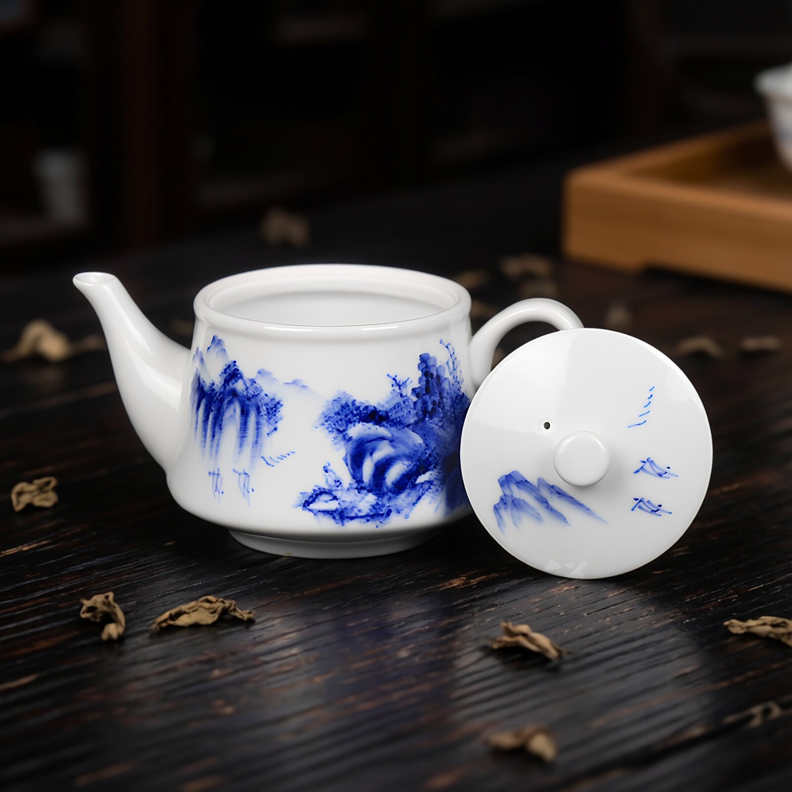 功夫茶具茶壶手绘青花茶壶京德图片