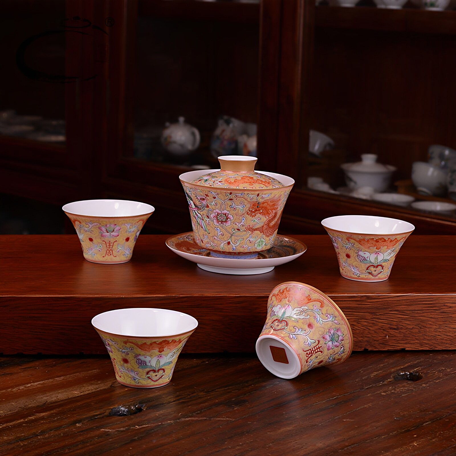 手绘茶杯品茗杯主人杯个人套装图片