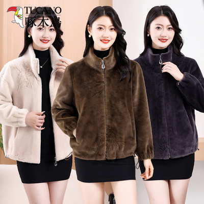 啄木鸟仿毛环保皮草中老年外套