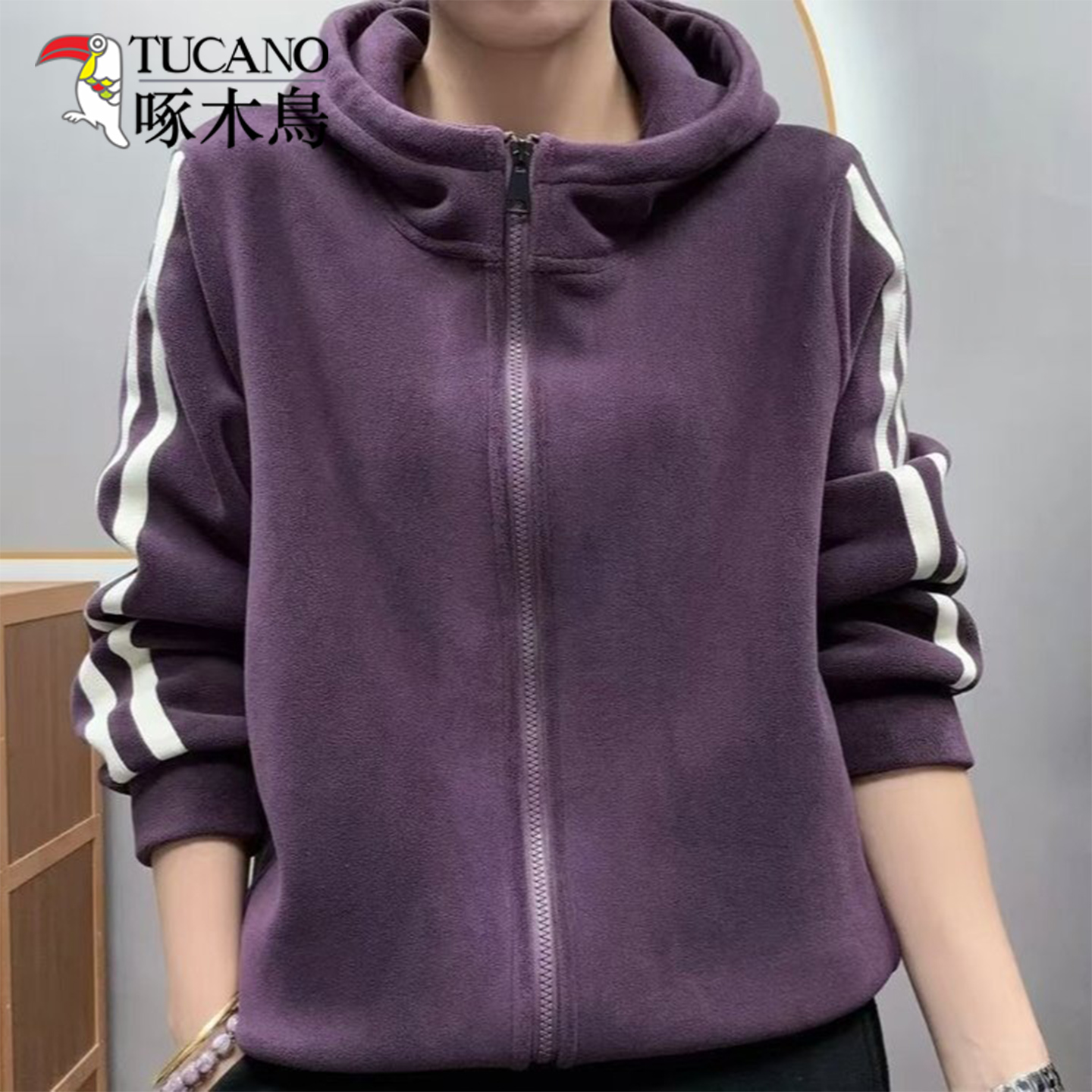 啄木鸟2025年秋冬新款时尚显瘦洋气妈妈装中年女装洋气连帽外套