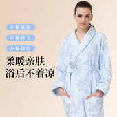 棉田浴袍纯棉透气毛巾料浴衣吸水柔软成人睡袍女士长款 全棉浴衣