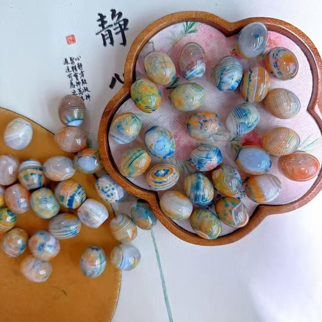 天然玛瑙地球蓝橄榄枝手串配珠