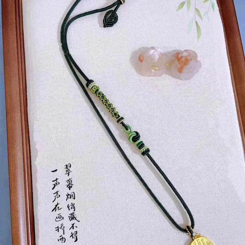 手工编织吊坠挂绳翡翠玉佩黄金蜜蜡平安扣项链绳子男女款可调节