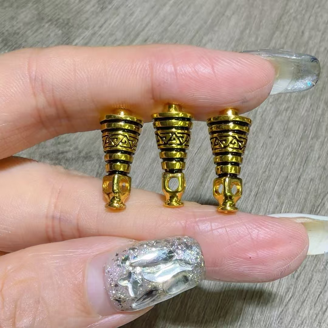 纯铜镀金佛塔三通底座手工配件手项链编绳挂坠材料diy文玩半成品