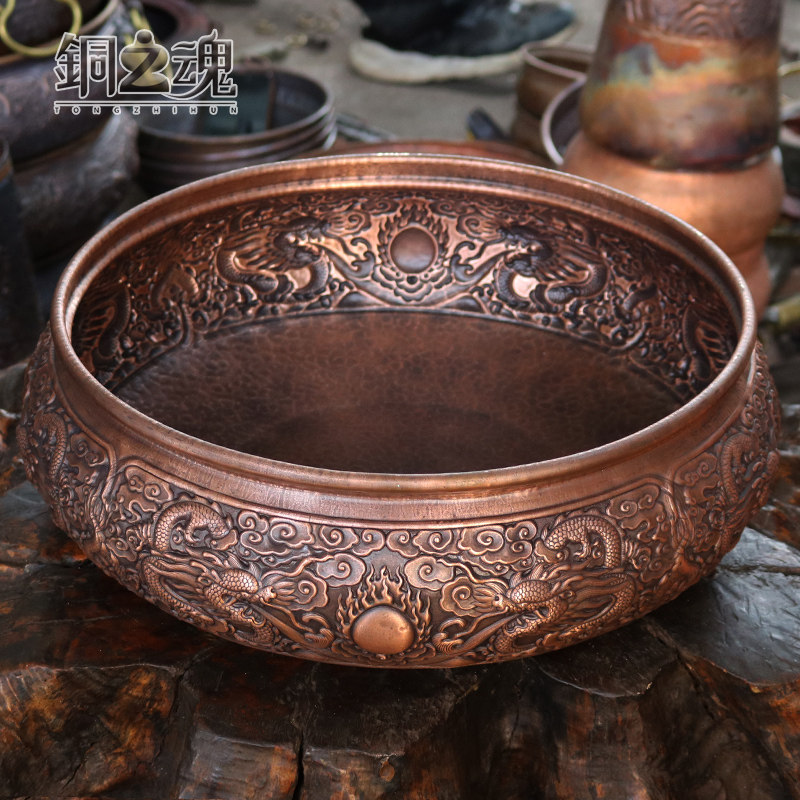 铜之魂 紫铜盆手工加厚复古艺术圆形家用洗脸手脚栽花装饰聚宝盆,家庭/个人清洁工具,脸盆,淘宝优惠券,粉丝福利购,淘宝优惠卷