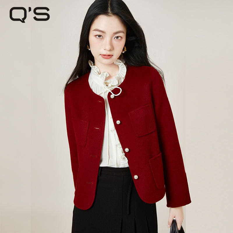 QS秸熙小香风双面呢大衣