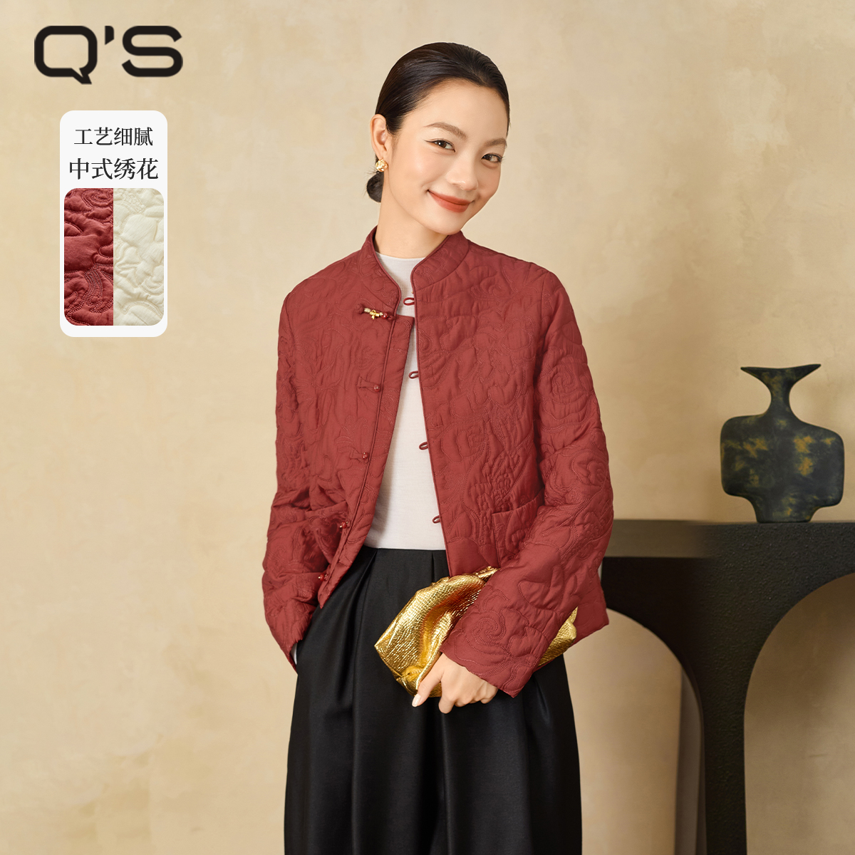 秸熙轻国风绣花棉服外套