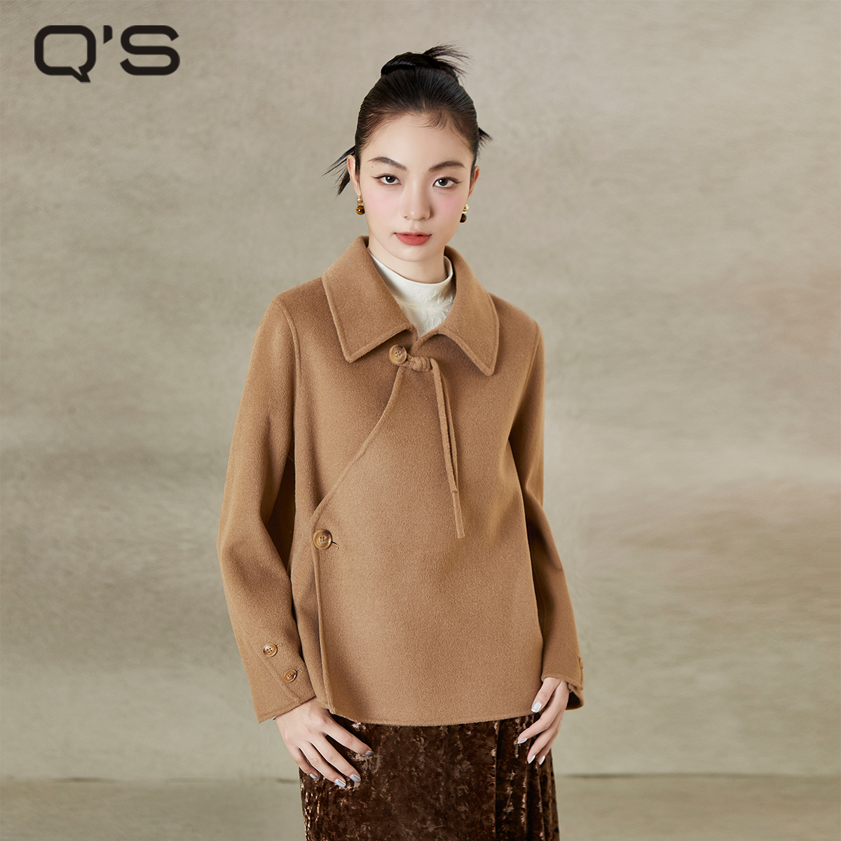 秸熙短款显瘦小个子双面呢大衣