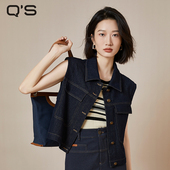 短上衣潮 原色牛仔马甲显瘦外套复古无袖 秸熙春秋新款 减龄时髦法式