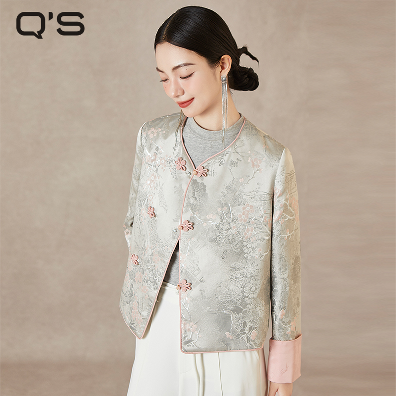 QS秸熙轻国风提花外套