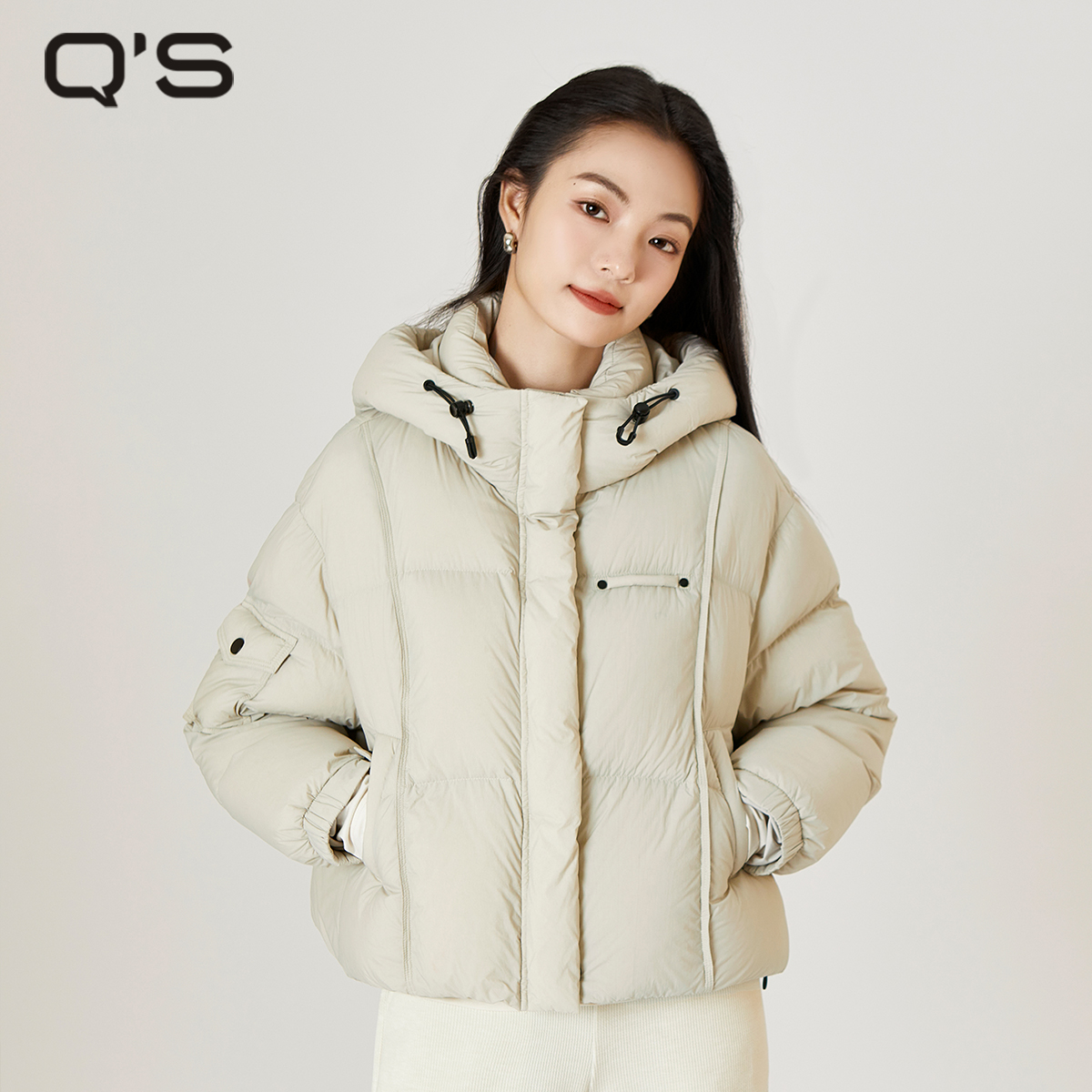 QS秸熙保暖连帽羽绒服
