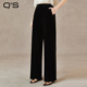 垂坠感松紧腰休闲显瘦百搭直筒裤 qs秸熙春秋新款 通勤金丝绒阔腿裤